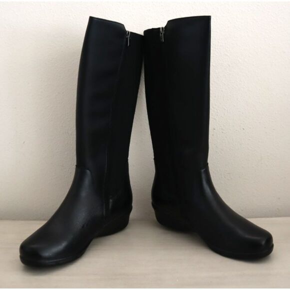 Propet WFX195L Women Sz 7.5X (2E) Black West Knee-High Leather Riding Boots - Picture 13 of 14